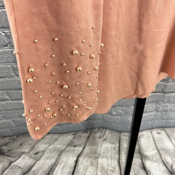 Whisper Knit By Louis Dell Olio Womens Pink Pearl Sleeve Sweater Size L NEW - Picture 3 of 6